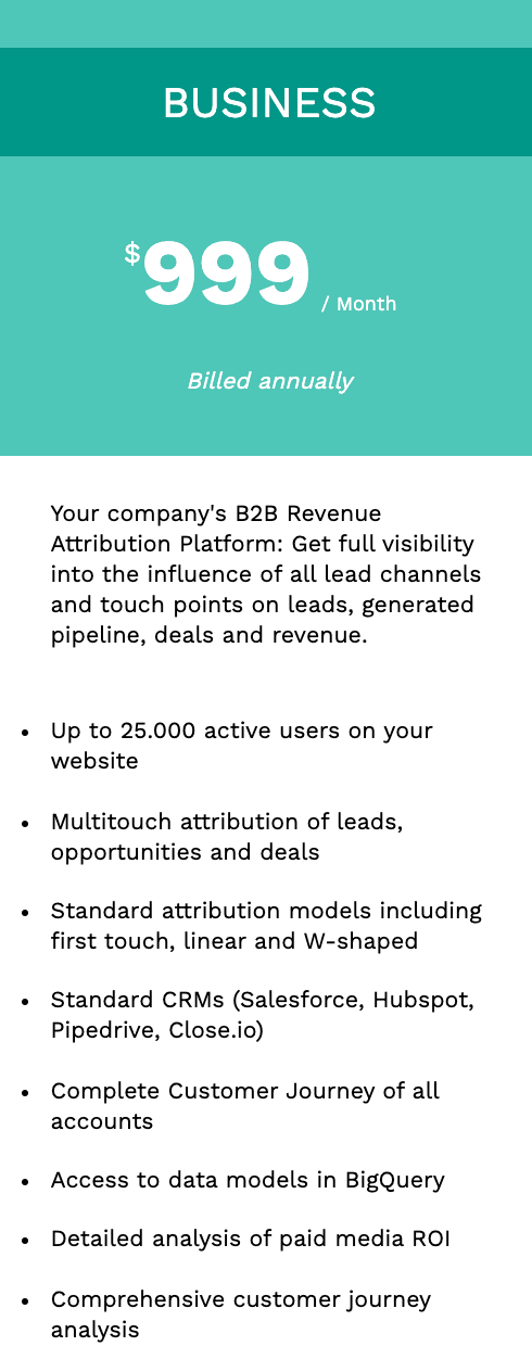 Attribution Model - Dreamdata Business Pricing
